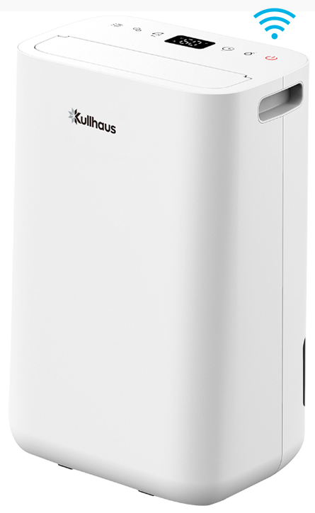 Kullhaus alpha Q13L Pro dehumidifier with WiFi connectivity that allows you to control and monitor the dehumidifier with your smartphone using the Tuya Smart App.